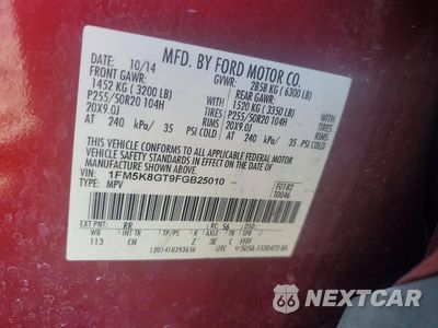 Zdjęcie 13 z 13 samochodu: 2015 FORD EXPLORER SPORT VIN:1FM5K8GT9FGB25010 - miniatura