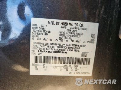 Zdjęcie 13 z 13 samochodu: 2019 FORD EDGE TITANIUM VIN:2FMPK4K98KBB74696 - miniatura