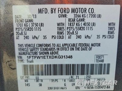 Zdjęcie 13 z 13 samochodu: 2013 FORD F150 SUPERCREW VIN:1FTFW1ETXDKG31348 - miniatura