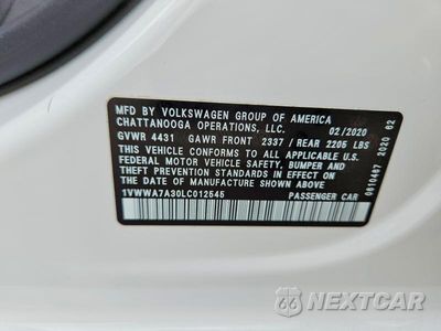 Zdjęcie 12 z 12 samochodu: 2020 VOLKSWAGEN PASSAT SE VIN:1VWWA7A30LC012545 - miniatura