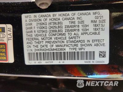 Zdjęcie 14 z 14 samochodu: 2021 HONDA CR-V EX VIN:2HKRW2H53MH633604 - miniatura