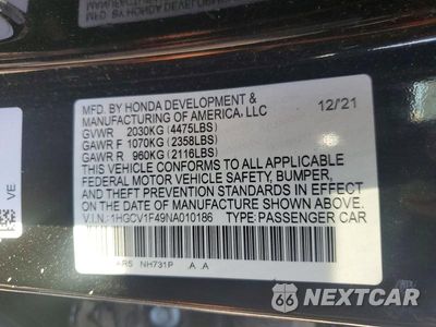 Zdjęcie 12 z 12 samochodu: 2022 HONDA ACCORD SPORT SE VIN:1HGCV1F49NA010186 - miniatura