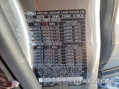 Zdjęcie 14 z 14 samochodu: 2019 LAND ROVER RANGE ROVER EVOQUE SE VIN:SALVP2RX4KH338656 - miniatura