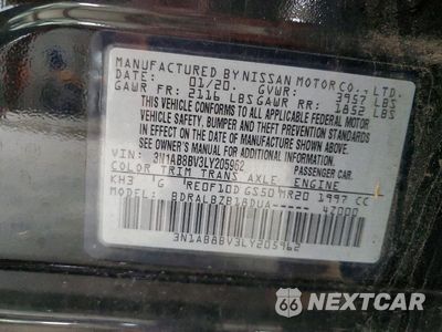 Zdjęcie 12 z 12 samochodu: 2020 NISSAN SENTRA S VIN:3N1AB8BV3LY205962 - miniatura