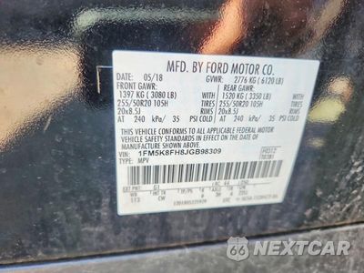 Zdjęcie 13 z 13 samochodu: 2018 FORD EXPLORER LIMITED VIN:1FM5K8FH8JGB98309 - miniatura