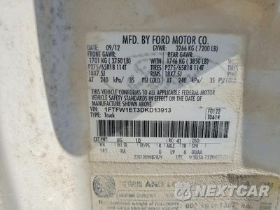 Zdjęcie 12 z 12 samochodu: 2013 FORD F150 SUPERCREW VIN:1FTFW1ET3DKD13913 - miniatura