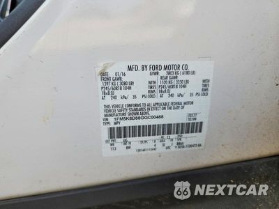 Zdjęcie 13 z 13 samochodu: 2016 FORD EXPLORER XLT VIN:1FM5K8D88GGC00488 - miniatura