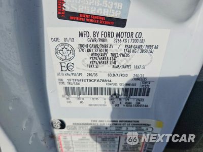 Zdjęcie 12 z 12 samochodu: 2012 FORD F150 SUPERCREW VIN:1FTFW1ET9CFA78814 - miniatura