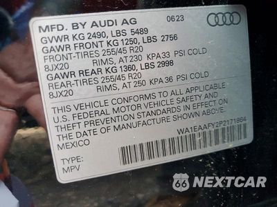 Zdjęcie 14 z 14 samochodu: 2023 AUDI Q5 PREMIUM PLUS 45 VIN:WA1EAAFY2P2171864 - miniatura
