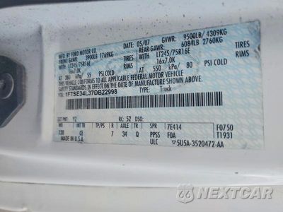 Zdjęcie 13 z 13 samochodu: 2007 FORD ECONOLINE E350 SUPER DUTY VAN VIN:1FTSE34L37DB22998 - miniatura