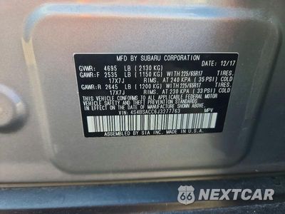 Zdjęcie 13 z 13 samochodu: 2018 SUBARU OUTBACK 2.5I PREMIUM VIN:4S4BSACC6J3277763 - miniatura