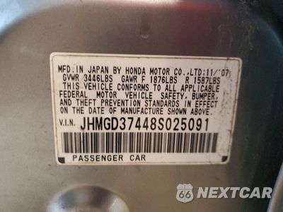 Zdjęcie 12 z 12 samochodu: 2008 HONDA FIT VIN:JHMGD37448S025091 - miniatura