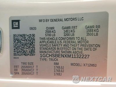Zdjęcie 13 z 13 samochodu: 2021 CHEVROLET COLORADO VIN:1GCHSBENXM1132227 - miniatura