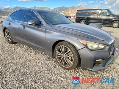 Czwarte zdjęcie samochodu z boku: 2014 INFINITI Q50 HYBRID SPORT VIN:JN1AV7AR4EM703356 - miniatura
