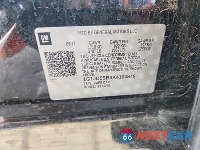 Zdjęcie 12 z 12 samochodu: 2019 CHEVROLET SONIC LT VIN:1G1JD5SB9K4104849 - miniatura