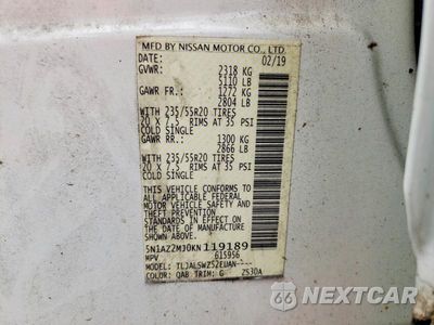 Zdjęcie 13 z 13 samochodu: 2019 NISSAN MURANO PLATINUM VIN:5N1AZ2MJ0KN119189 - miniatura