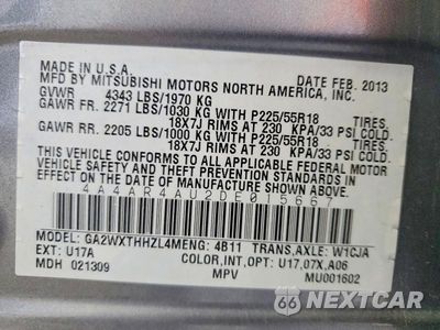 Zdjęcie 13 z 13 samochodu: 2013 MITSUBISHI OUTLANDER SPORT SE VIN:4A4AR4AU2DE015667 - miniatura
