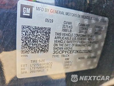 Zdjęcie 12 z 12 samochodu: 2019 CHEVROLET SILVERADO K1500 TRAIL BOSS CUSTOM VIN:3GCPYCEF2KG231261 - miniatura