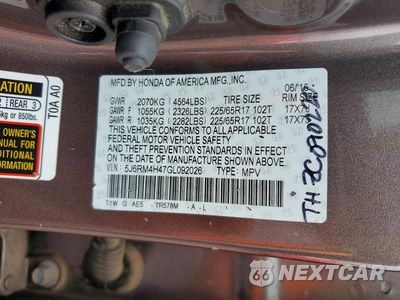 Zdjęcie 13 z 13 samochodu: 2016 HONDA CR-V SE VIN:5J6RM4H47GL092026 - miniatura