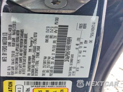 Zdjęcie 12 z 12 samochodu: 2017 FORD FUSION SE VIN:3FA6P0H74HR199899 - miniatura