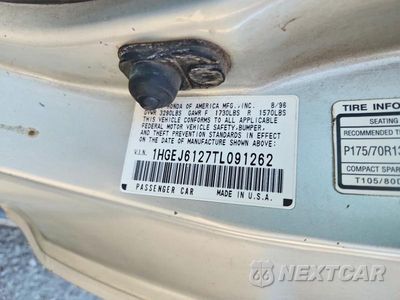 Zdjęcie 12 z 12 samochodu: 1996 HONDA CIVIC DX VIN:1HGEJ6127TL091262 - miniatura