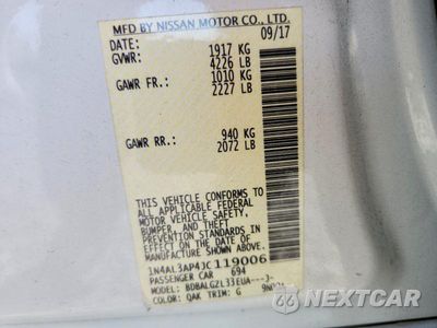 Zdjęcie 12 z 12 samochodu: 2018 NISSAN ALTIMA 2.5 S VIN:1N4AL3AP4JC119006 - miniatura