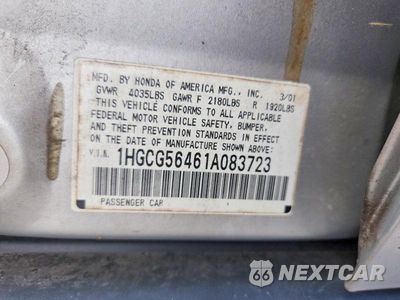 Zdjęcie 12 z 12 samochodu: 2001 HONDA ACCORD LX VIN:1HGCG56461A083723 - miniatura