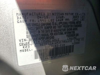 Zdjęcie 12 z 12 samochodu: 2015 NISSAN SENTRA SV VIN:3N1AB7AP0FL651243 - miniatura