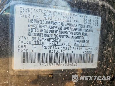 Zdjęcie 12 z 12 samochodu: 2017 NISSAN SENTRA SR VIN:3N1AB7AP8HY354260 - miniatura