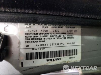 Zdjęcie 12 z 12 samochodu: 2003 VOLVO S60 VIN:YV1RS61T232252090 - miniatura