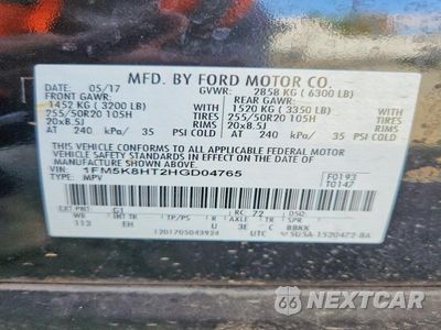 Zdjęcie 13 z 13 samochodu: 2017 FORD EXPLORER PLATINUM VIN:1FM5K8HT2HGD04765 - miniatura