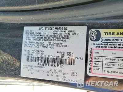 Zdjęcie 12 z 12 samochodu: 2011 FORD FUSION SE VIN:3FAHP0HA3BR279562 - miniatura