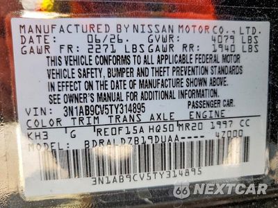 Zdjęcie 12 z 12 samochodu: 2026 NISSAN SENTRA SV VIN:3N1AB9CV5TY314895 - miniatura