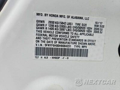 Zdjęcie 14 z 14 samochodu: 2017 HONDA PILOT ELITE VIN:5FNYF6H00HB084231 - miniatura