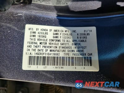 Zdjęcie 12 z 12 samochodu: 2014 HONDA ACCORD LX VIN:1HGCR2F31EA138682 - miniatura