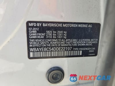 Zdjęcie 12 z 12 samochodu: 2013 BMW 750 LI VIN:WBAYE8C54DDE22197 - miniatura