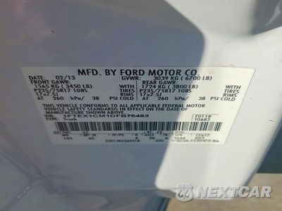 Zdjęcie 12 z 12 samochodu: 2013 FORD F150 SUPER CAB VIN:1FTEX1CM1DFB76483 - miniatura