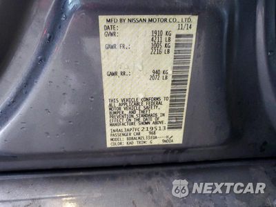 Zdjęcie 13 z 13 samochodu: 2015 NISSAN ALTIMA 2.5 SV VIN:1N4AL3AP7FC219513 - miniatura