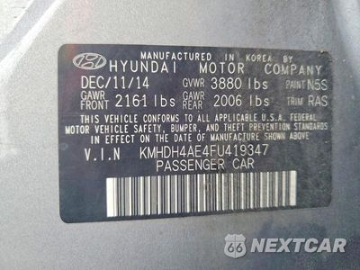 Zdjęcie 12 z 12 samochodu: 2015 HYUNDAI ELANTRA SE VIN:KMHDH4AE4FU419347 - miniatura