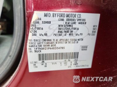 Zdjęcie 12 z 12 samochodu: 2004 FORD F250 SUPER DUTY VIN:1FTNW21P44ED54785 - miniatura