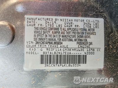 Zdjęcie 12 z 12 samochodu: 2019 NISSAN VERSA SV VIN:3N1CN7AP6KL865034 - miniatura