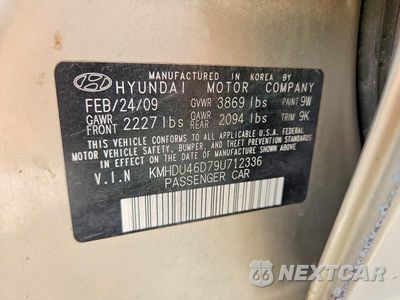Zdjęcie 12 z 12 samochodu: 2009 HYUNDAI ELANTRA GLS VIN:KMHDU46D79U712336 - miniatura