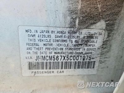 Zdjęcie 12 z 12 samochodu: 2005 HONDA ACCORD EX VIN:JHMCM567X5C001275 - miniatura