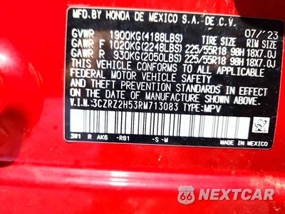 Zdjęcie 14 z 14 samochodu: 2024 HONDA HR-V SPORT VIN:3CZRZ2H53RM713083 - miniatura