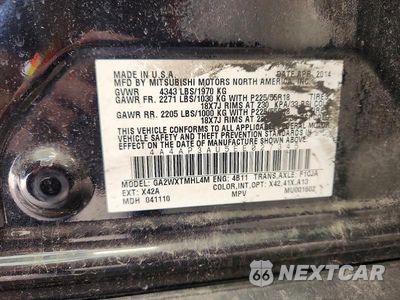Zdjęcie 13 z 13 samochodu: 2014 MITSUBISHI OUTLANDER SPORT ES VIN:4A4AP3AU5EE027345 - miniatura
