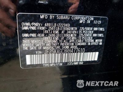 Zdjęcie 13 z 13 samochodu: 2024 SUBARU FORESTER SPORT VIN:JF2SKAGC8RH477610 - miniatura
