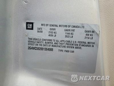 Zdjęcie 12 z 12 samochodu: 2008 BUICK LACROSSE CX VIN:2G4WC582881364988 - miniatura