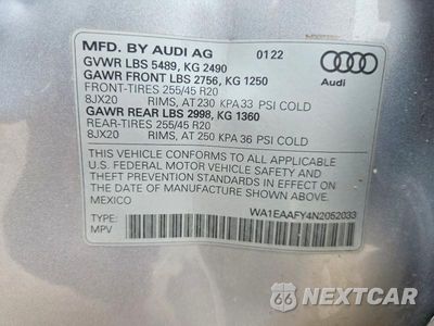 Zdjęcie 12 z 12 samochodu: 2022 AUDI Q5 PREMIUM PLUS 45 VIN:WA1EAAFY4N2052033 - miniatura