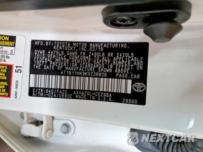 Zdjęcie 12 z 12 samochodu: 2019 TOYOTA CAMRY LE VIN:4T1B11HK9KU238826 - miniatura