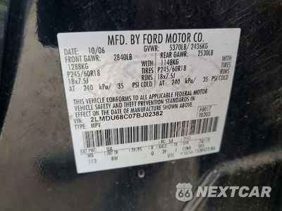 Zdjęcie 13 z 13 samochodu: 2007 LINCOLN MKX VIN:2LMDU68C07BJ02382 - miniatura